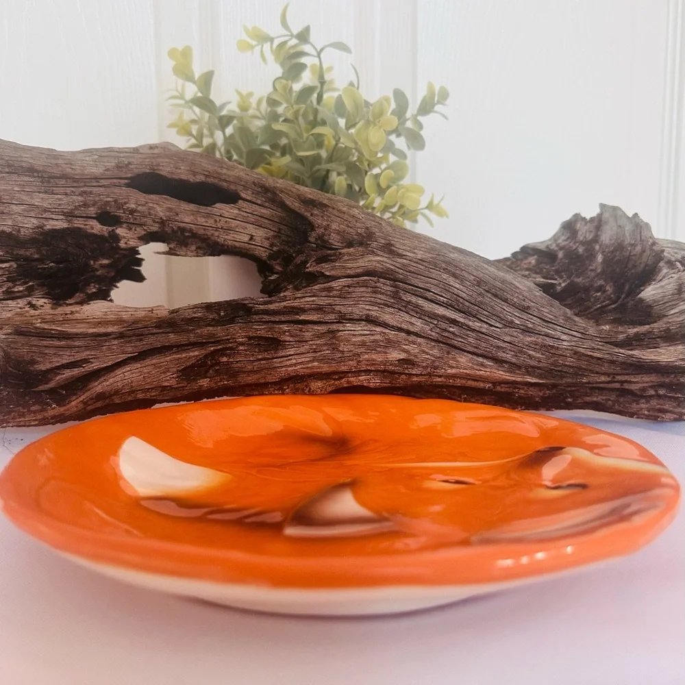 HOME DECOR ~ Orange Fox 8” Decorative Plate Dishwasher Safe